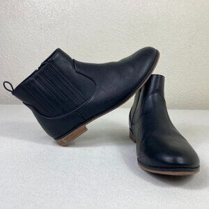 Cat & Jack Girls Black Ankle Boots Size 5 Youth Faux Leather Zip Chelsea Style